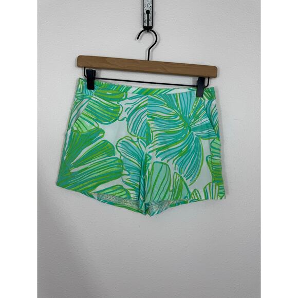 Lilly Pulitzer Green Tropical Leaf Print Shorts Women’s Size 00 - Picture 1 of 8